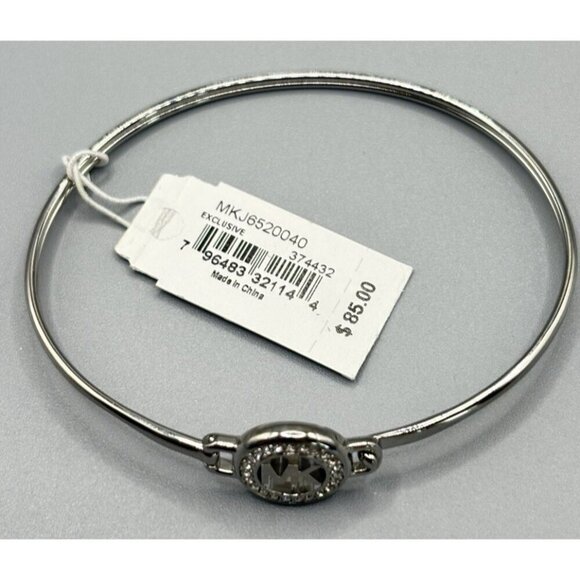 Michael Kors Open-Work Logo Initials Crystal Polished Stainless Steel Bracelet - Picture 5 of 5